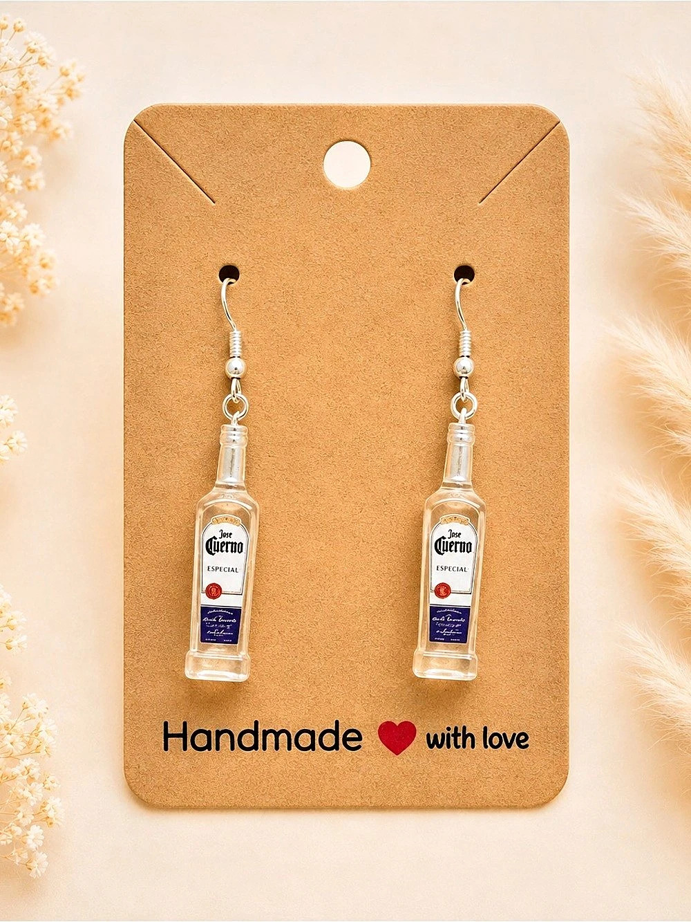 Handmade Jose Cuervo Tequila Mini Bottle Dangle Earrings